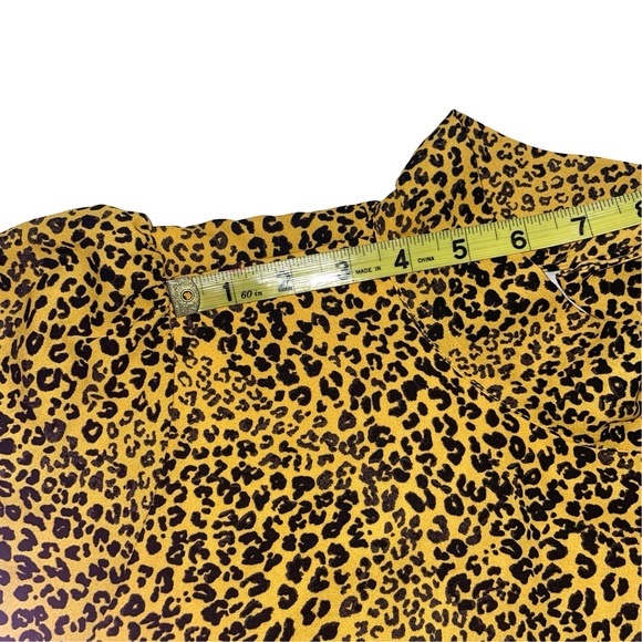 NANETTE LEPORE Drop Waist Pleated Hem Cheetah Print Dress In Black Gold Sz 12 - Picture 11 of 14